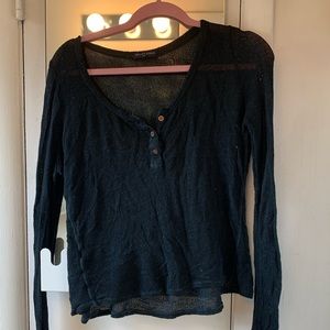 Brandy Melville black long-sleeve shirt / tee with top buttons